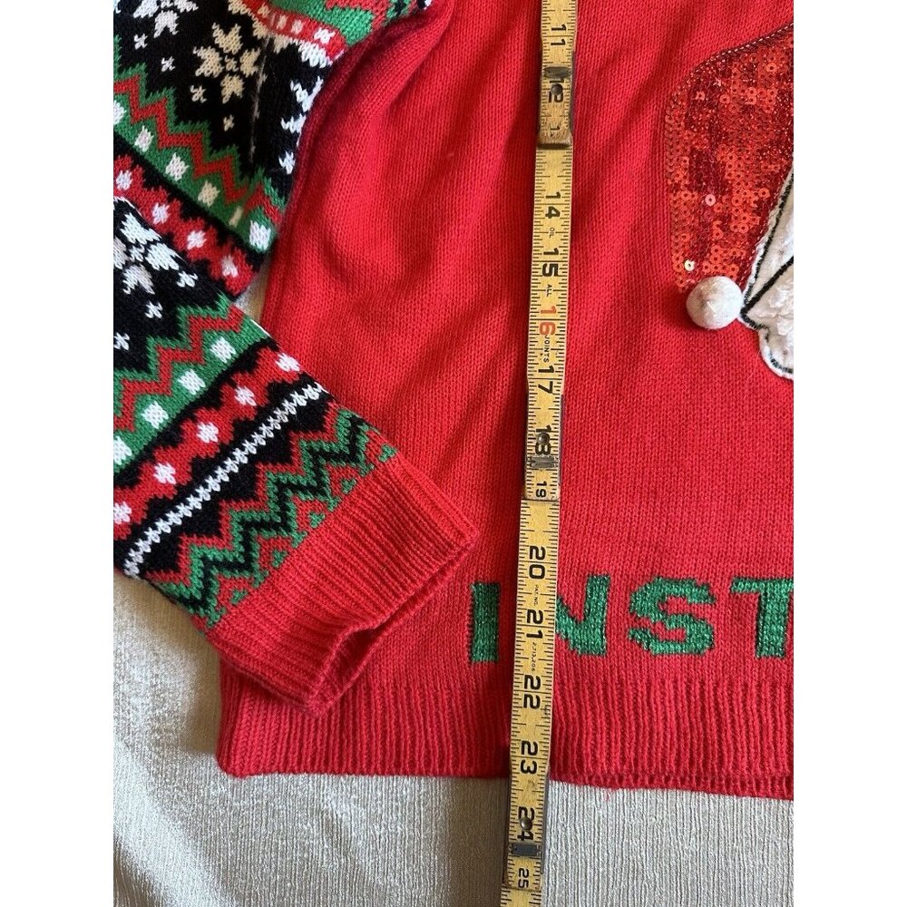No‎ Boundaries Women Santa Saw Your Insta Pics, Ugly Christmas Sweater Large - Picture 5 of 7